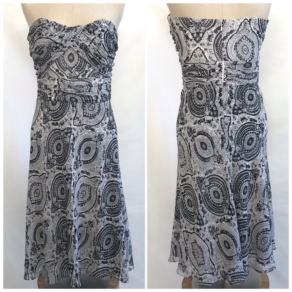 White House Black Market tube black paisley dress.